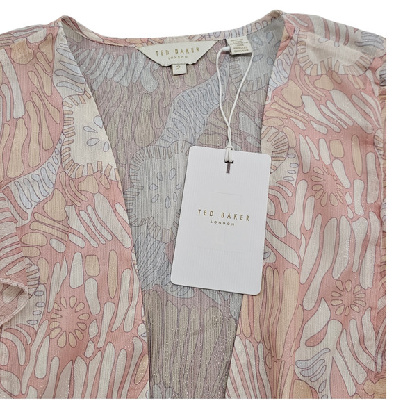 NWT Ted Baker Romper Womens Size 6 Ted Baker Size 2 Irvete Printed Ruffled Boho - Picture 10 of 15